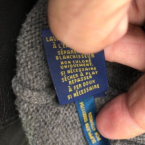 Polo Ralph Lauren Mens Sweater Medium Pullover Mock Neck Cotton Gray Knit Cozy - Picture 7 of 12
